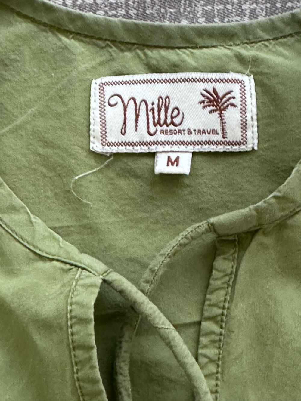 Millie Resort & Travel Olive Green Puff Sleeve Babydoll Dress Medium - Picture 4 of 14